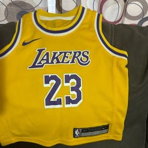 Boys 4T NBA authentics Jebron James lakers Jersey worn once